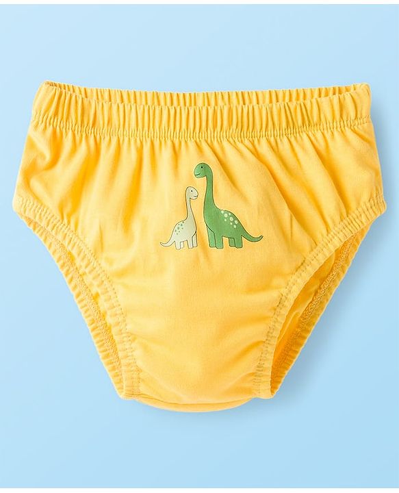 Babyhug 100% Cotton Knit Striped & Dino Printed Briefs Pack of 3 - Multicolor