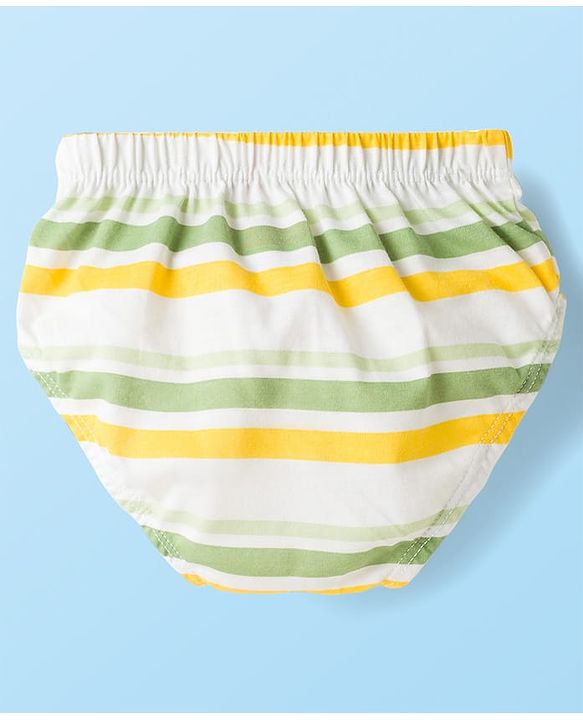 Babyhug 100% Cotton Knit Striped & Dino Printed Briefs Pack of 3 - Multicolor
