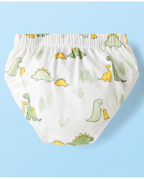 Babyhug 100% Cotton Knit Striped & Dino Printed Briefs Pack of 3 - Multicolor