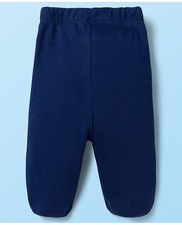 Babyhug Cotton Knit Bootie Leggings With Polka Dot Print Pack Of 3 - Navy Blue White & Orange