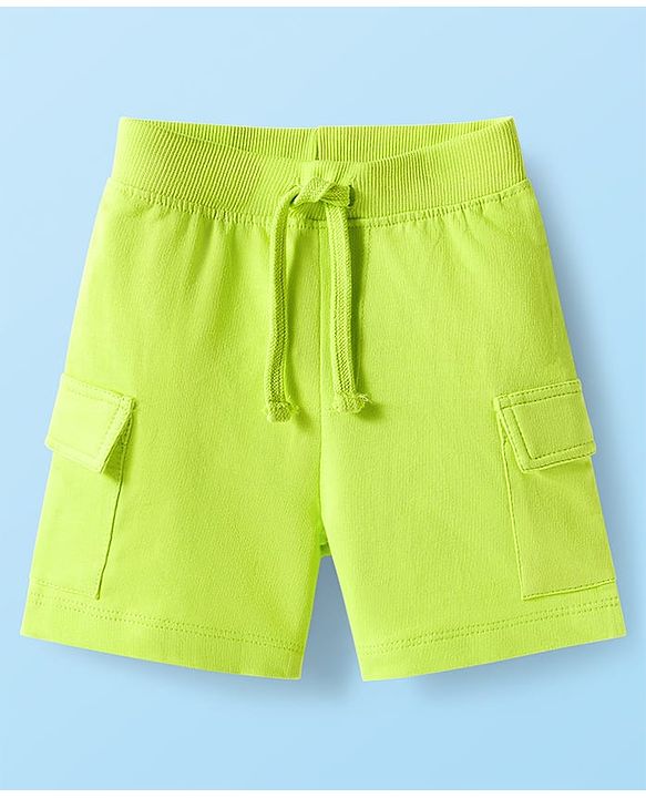 Babyhug Single Jersey Knit Half Sleeves T-Shirt & Shorts Set with Leaf Print - Light Green