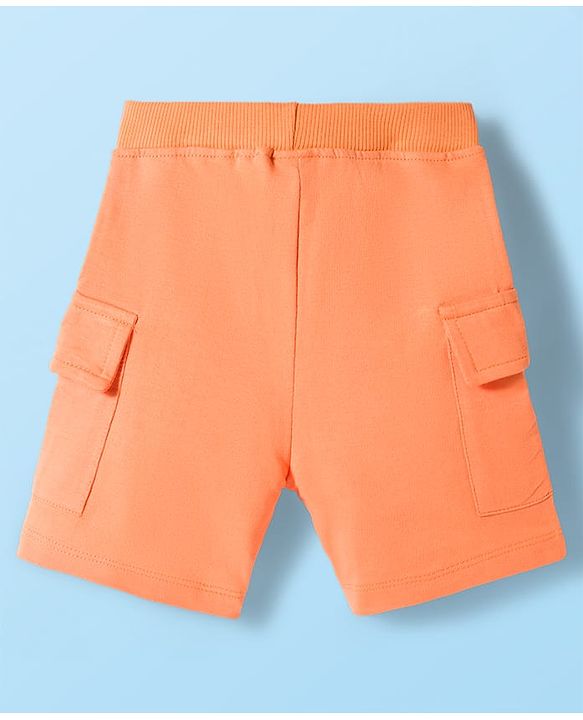 Babyhug Single Jersey Knit Half Sleeves T-Shirt & Shorts Set with Beach Theme Print - Orange
