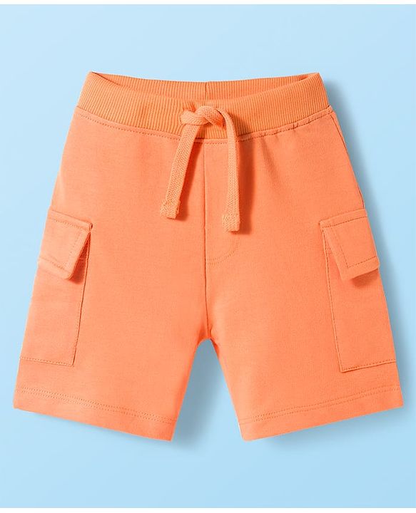 Babyhug Single Jersey Knit Half Sleeves T-Shirt & Shorts Set with Beach Theme Print - Orange