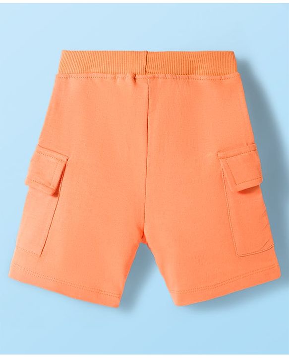 Babyhug Single Jersey Knit Half Sleeves T-Shirt & Shorts Set with Beach Theme Print - Orange