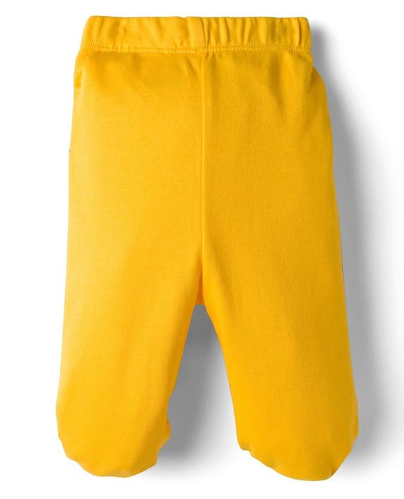 Babyhug Cotton Knit Full Length Bootie Leggings With Nautical Theme Print Pack Of 3 - Yellow & Navy Blue