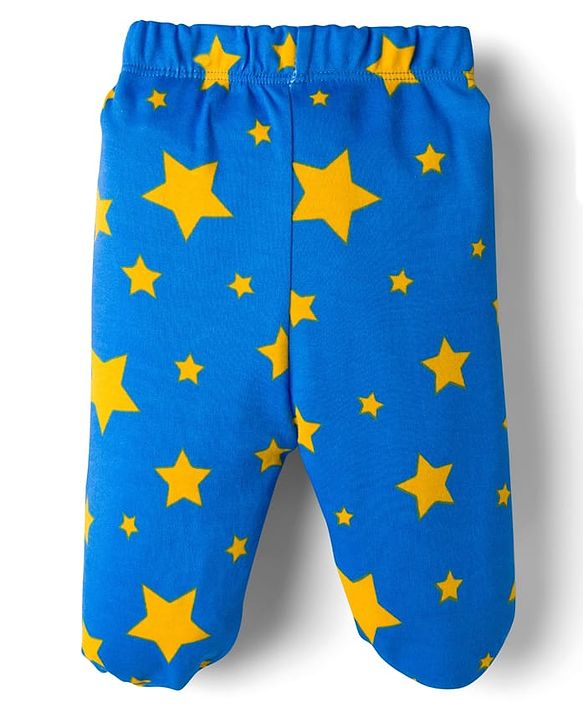 Babyhug Cotton Knit Full Length Bootie Leggings With Vehicle Print Pack Of 3 - Yellow Blue & Red