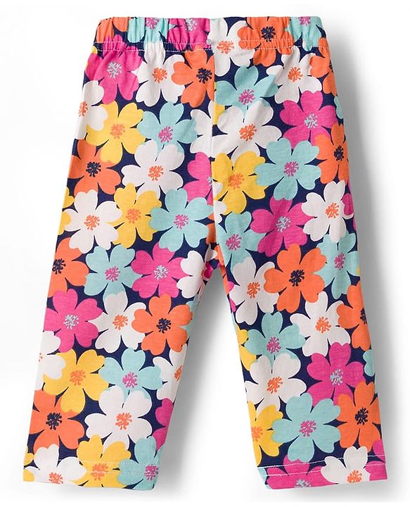 Babyhug Cotton Knit Full Sleeves Co-ords Night Suit With Floral Print - Multicolour