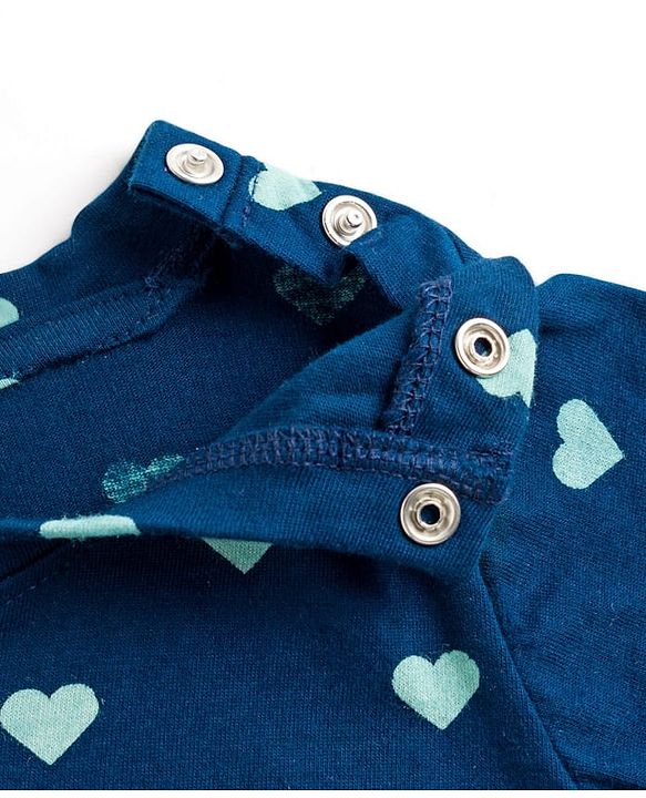 Babyhug Cotton Knit Full Sleeves T-Shirt & Pyjama Co-ord Night Suit With Heart Print - Blue