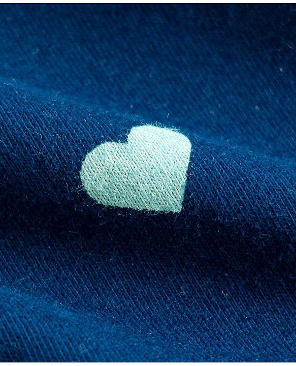 Babyhug Cotton Knit Full Sleeves T-Shirt & Pyjama Co-ord Night Suit With Heart Print - Blue