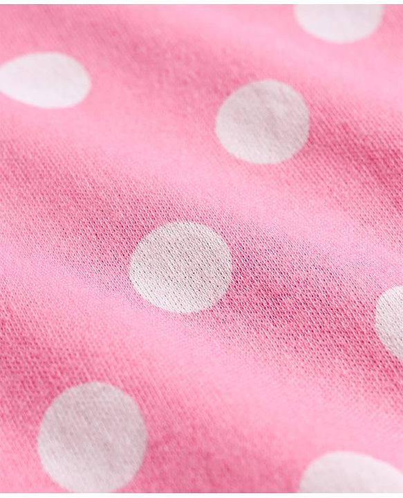Babyhug Cotton Knit Full Sleeves T-Shirt & Pyjama Co-ord Night Suit With Polka Dot Print - Pink