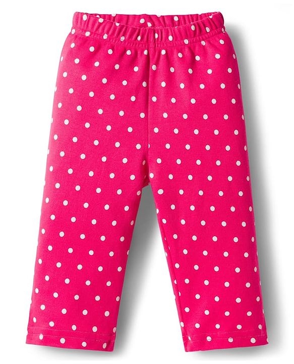 Babyhug Cotton Knit Full Sleeves T-Shirt & Pyjama Co-ord Night Suit With Polka Dot Print - Red
