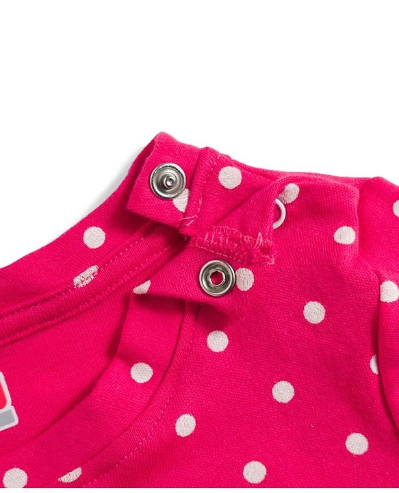 Babyhug Cotton Knit Full Sleeves T-Shirt & Pyjama Co-ord Night Suit With Polka Dot Print - Red