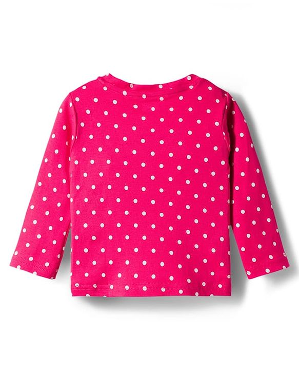 Babyhug Cotton Knit Full Sleeves T-Shirt & Pyjama Co-ord Night Suit With Polka Dot Print - Red