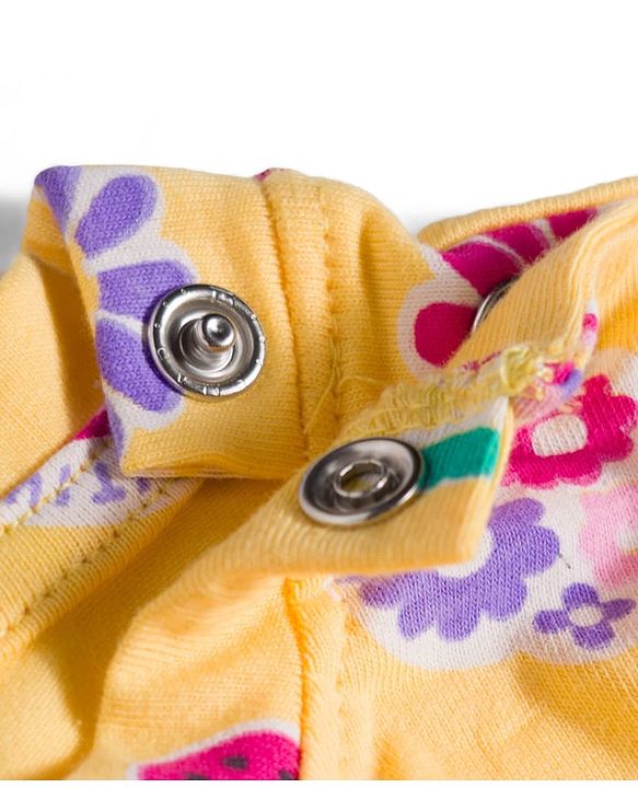 Babyhug Cotton Knit Full Sleeves T-Shirt & Pyjama Co-ord Night Suit With Floral & Rainbow Print - Yellow