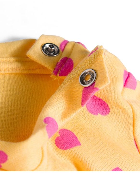 Babyhug Cotton Knit Full Sleeves T-Shirt & Pyjama Co-ord Night Suit With Heart Print - Yellow