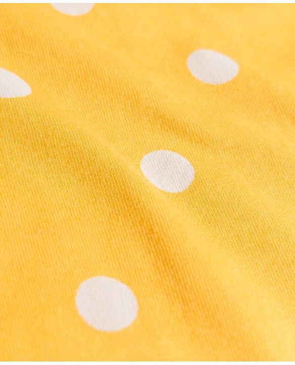 Babyhug Cotton Knit Full Sleeves T-Shirt & Pyjama Co-ord Night Suit With Polka Dot Print - Yellow