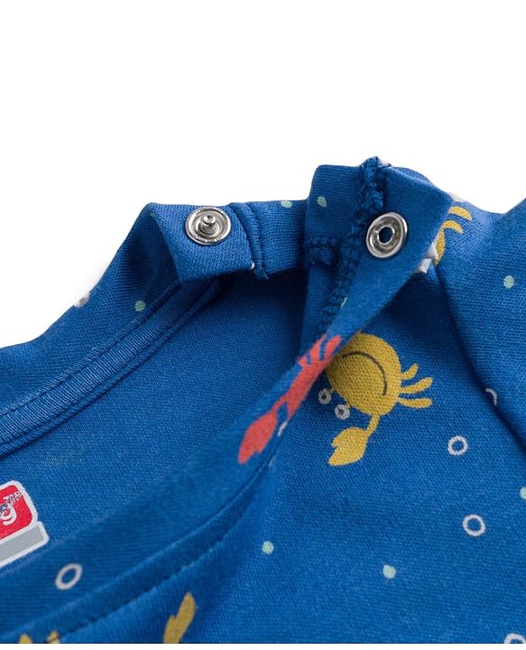 Babyhug Cotton Knit Full Sleeves T-Shirt & Pyjama Co-ord Night Suit With Crab Print - Navy Blue