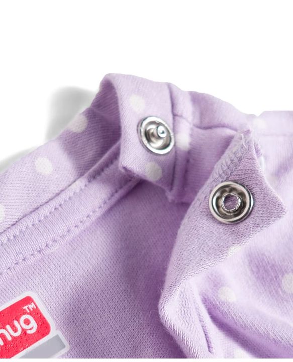 Babyhug Cotton Knit Full Sleeves T-Shirt & Pyjama Co-ord Night Suit With Polka Dot Print - Lilac