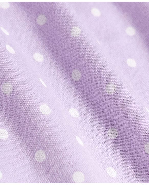 Babyhug Cotton Knit Full Sleeves T-Shirt & Pyjama Co-ord Night Suit With Polka Dot Print - Lilac