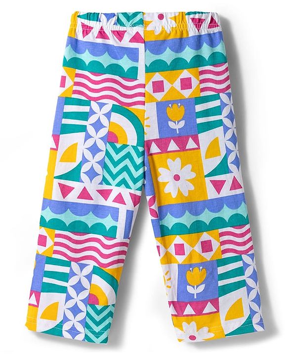 Babyhug Cotton Knit Full Sleeves Printed T-Shirt & Pyjama Co-ord Night Suit - Multicolor