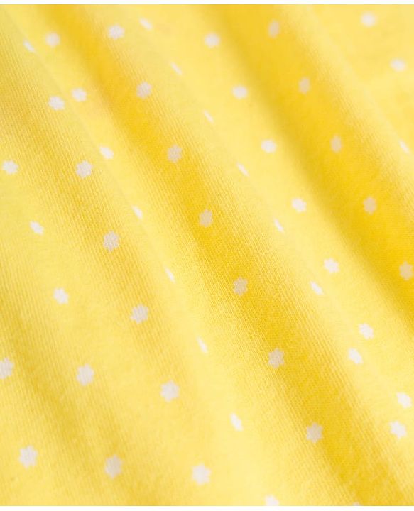 Babyhug Cotton Knit Full Sleeves T-Shirt & Pyjama Co-ord Night Suit With Polka Dot Print - Yellow