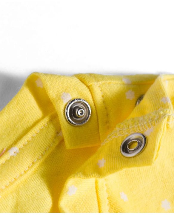 Babyhug Cotton Knit Full Sleeves T-Shirt & Pyjama Co-ord Night Suit With Polka Dot Print - Yellow