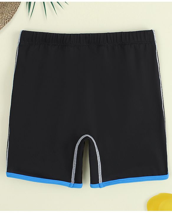 Pine Active Swimming Trunk With Text Print - Black