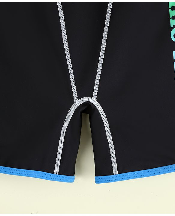Pine Active Swimming Trunk With Text Print - Black