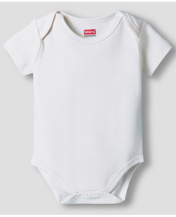 Babyhug 100% Pure Superfine Cotton Knit Half Sleeves Solid Onesies Pack of 3 - Multicolor
