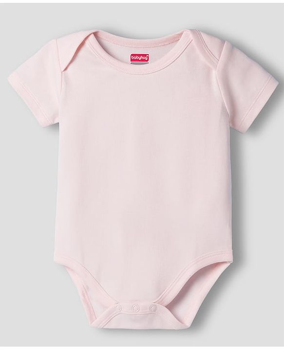 Babyhug 100% Pure Superfine Cotton Knit Half Sleeves Solid Onesies Pack of 3 - Multicolor