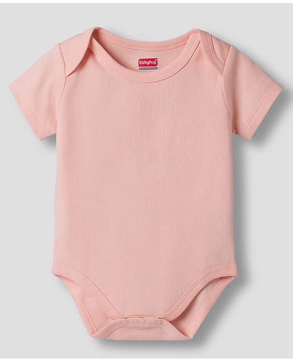 Babyhug 100% Pure Superfine Cotton Knit Half Sleeves Solid Onesies Pack of 3 - Multicolor