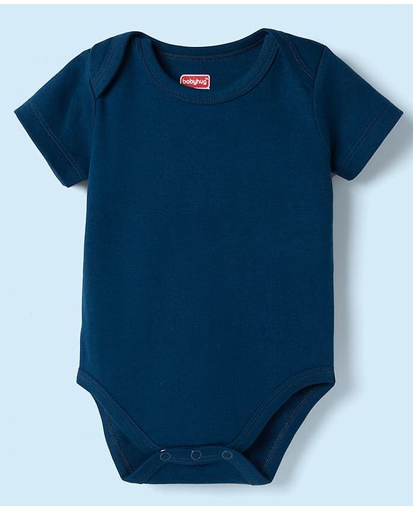 Babyhug 100% Pure Superfine 100% Cotton Knit Half Sleeves Solid Onesies Pack of 3 - Multicolor