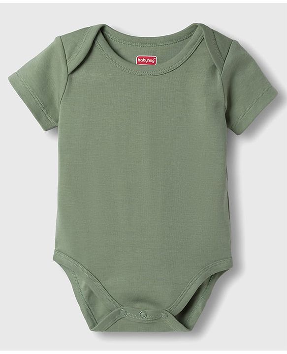 Babyhug 100% Pure Superfine 100% Cotton Knit Half Sleeves Solid Onesies Pack of 3 - Multicolor