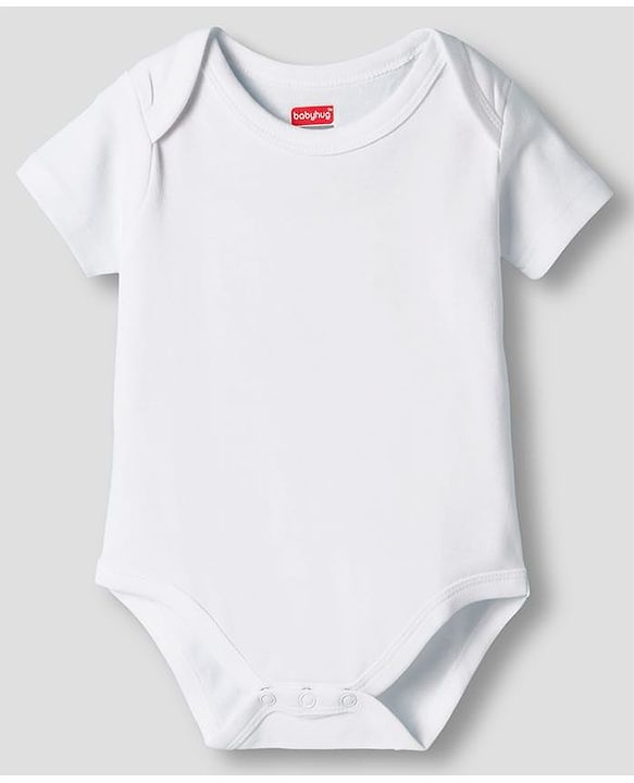 Babyhug 100% Pure Superfine Cotton Knit Half Sleeves Solid Onesies Pack of 3 - White