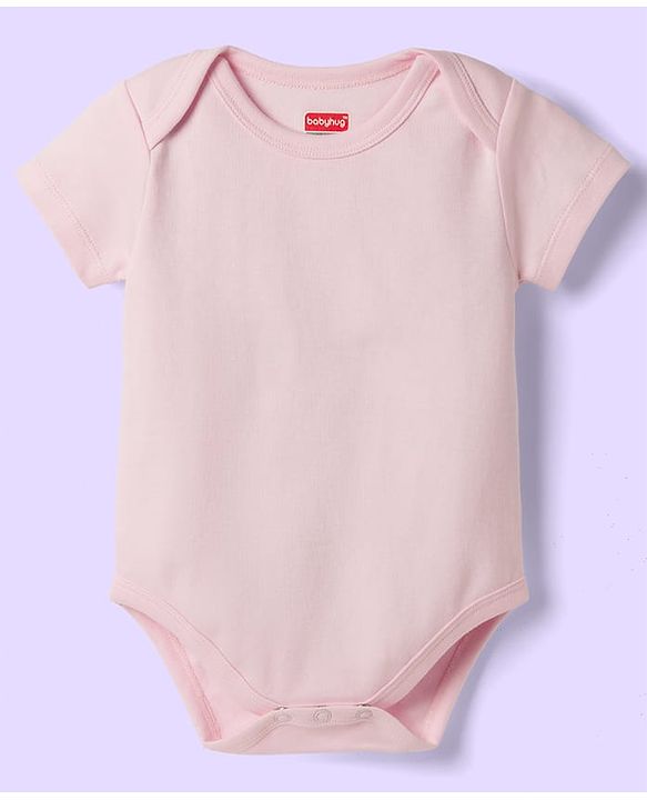 Babyhug 100% Pure Superfine Cotton Knit Half Sleeves Solid Onesies Pack of 5 - Multicolor