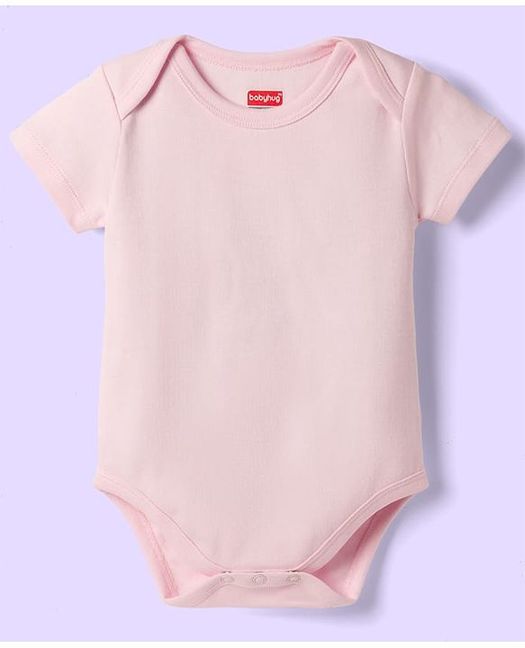 Babyhug 100% Pure Superfine Cotton Knit Half Sleeves Solid Onesies Pack of 5 - Multicolor