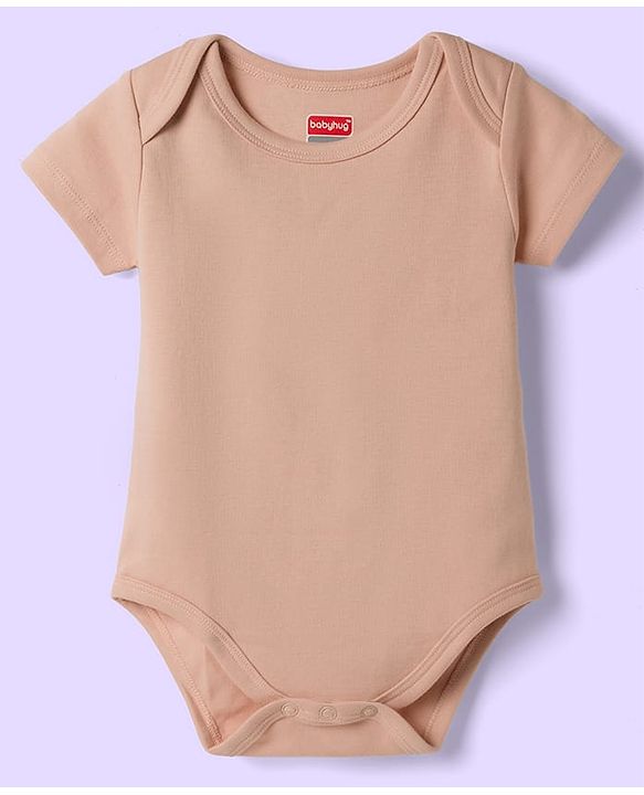 Babyhug 100% Pure Superfine Cotton Knit Half Sleeves Solid Onesies Pack of 5 - Multicolor