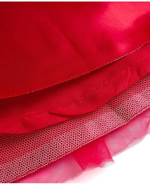 Babyhug Mesh Woven Sleeveless Party Dress With 3D Flower Detailing & Cotton Lining - Red