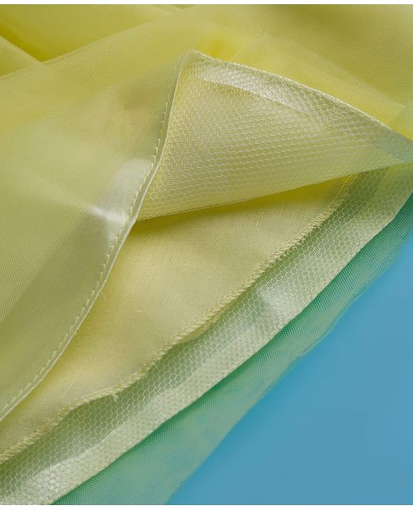 Babyhug Mesh Woven Sleeveless Party Dress With Floral Corsage - Yellow