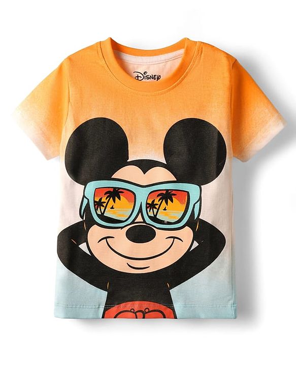 Babyhug Disney Single Jersey Knit Half Sleeves Tie & Dye T-Shirt & Shirts Set with Mickey Mouse Graphic - Multicolor