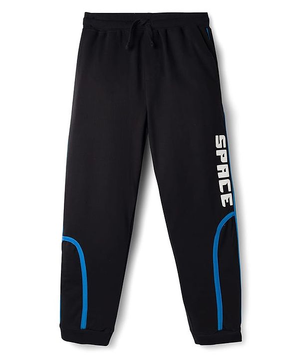 Pine Kids Looper Knit Full Length Lounge Pant With Space Print - Black