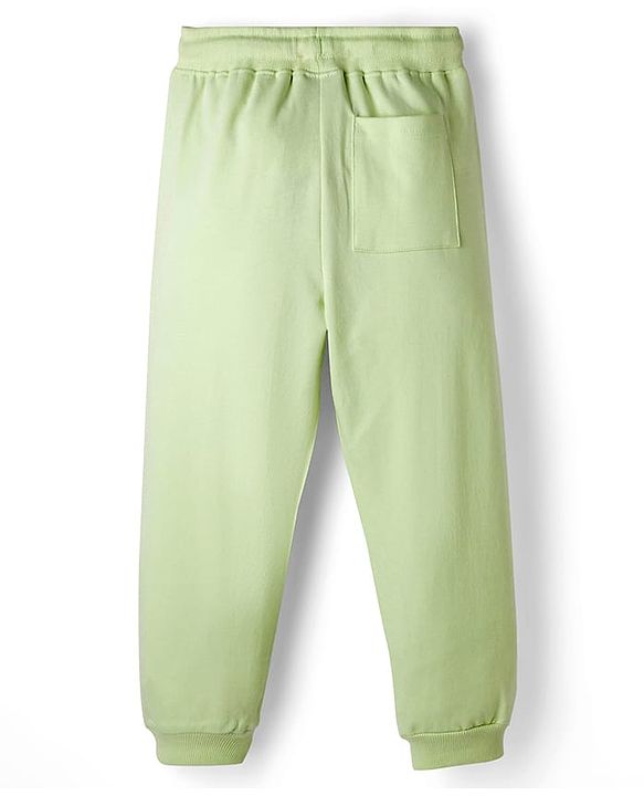 Pine Kids 100% Cotton Knit Full Length Lounge Pant With Text Print - Light Green