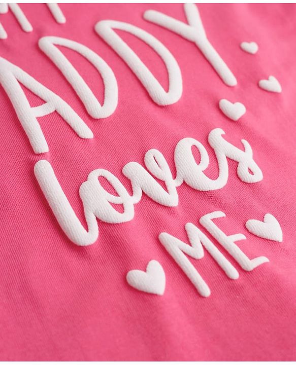 Babyhug Cotton Knit Full Sleeves Text & Hearts Printed T-Shirt & Pyjama Night Suit - Pink & Navy Blue