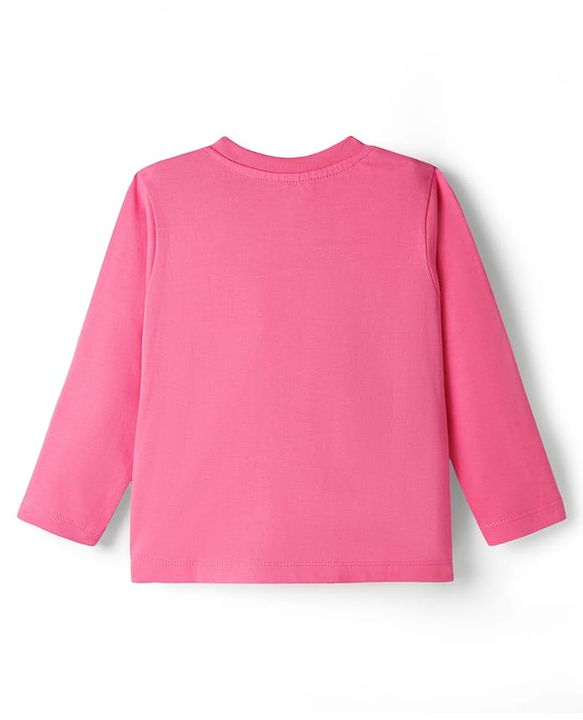 Babyhug Cotton Knit Full Sleeves Text & Hearts Printed T-Shirt & Pyjama Night Suit - Pink & Navy Blue