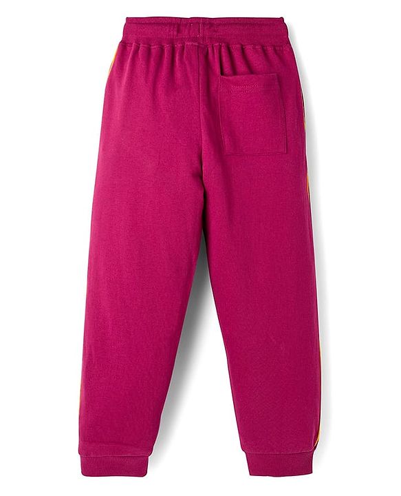 Pine Kids 100% Cotton Full Length Lounge Pant With Text Print - Dark Pink