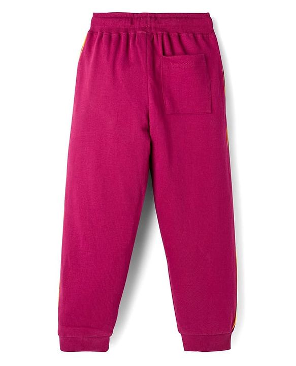 Pine Kids 100% Cotton Full Length Lounge Pant With Text Print - Dark Pink