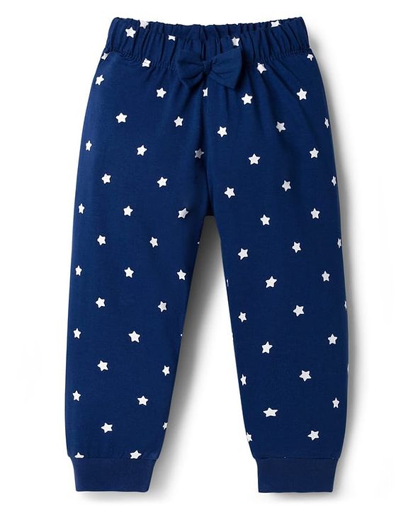Babyhug Cotton Knit Full Sleeves T-Shirt & Pajama Night Suit with Text Print - Navy Blue