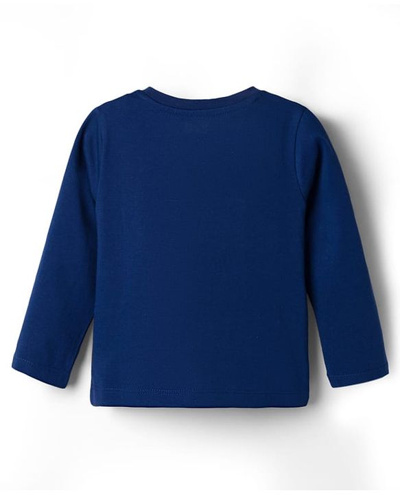 Babyhug Cotton Knit Full Sleeves T-Shirt & Pajama Night Suit with Text Print - Navy Blue