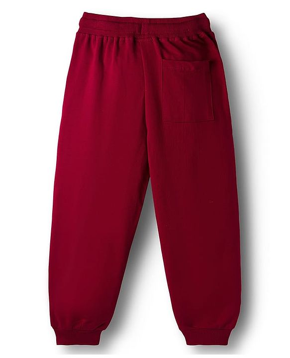 Pine Kids Looper Knit Full Length Lounge Pant With Unstoppable Print - Dark Red