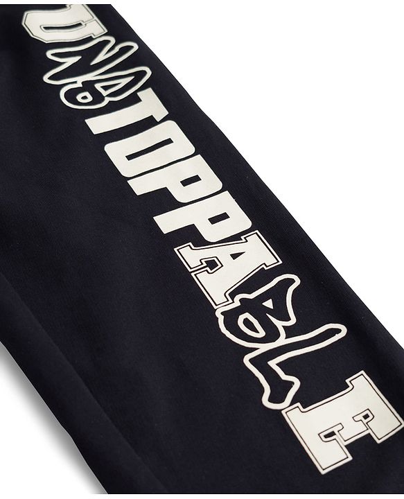 Pine Kids Looper Knit Full Length Lounge Pant With Unstoppable Print - Black